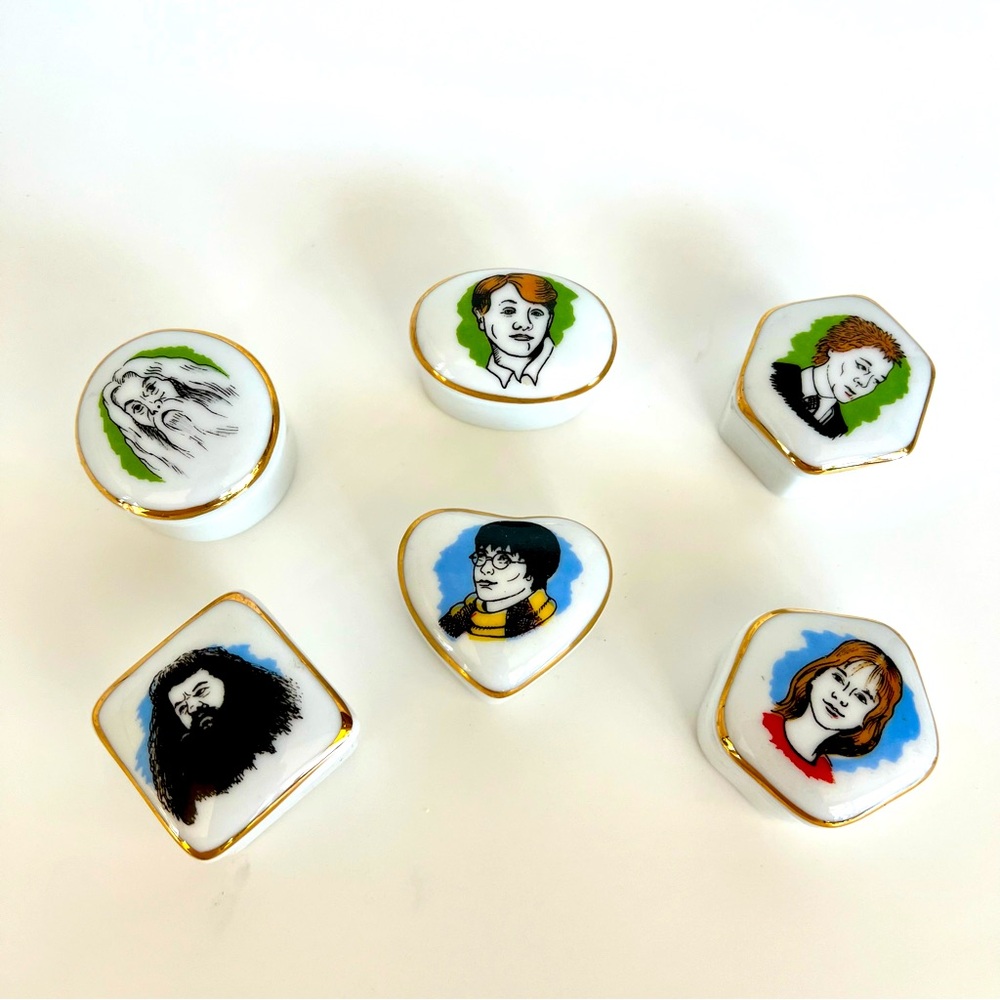 Mini Covered Harry Potter Trinket Dish Set 6 Characters Hermione Ron Vintage Y2K